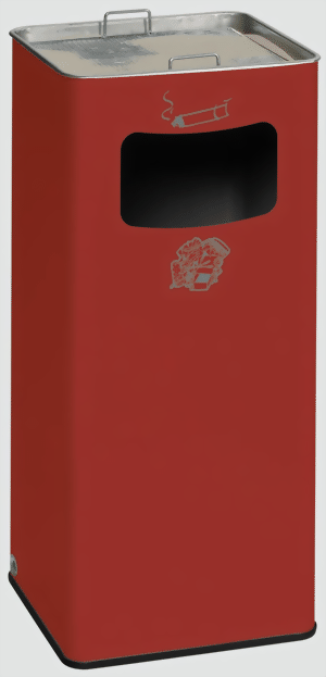 Abfallsammler-Ascher-Kombination B 32 R, Farbe RAL 3000 feuerrot  