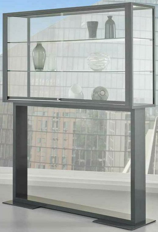 Austellungsvitrine 1800x1500x400 mm HxBxT mit 5-seitiger ESG-Verglasung, eckige Profile