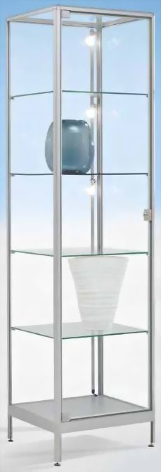 Säulenvitrine 1950x400x400 mm HxBxT mit 5-seitiger ESG-Verglasung, eckige Profile