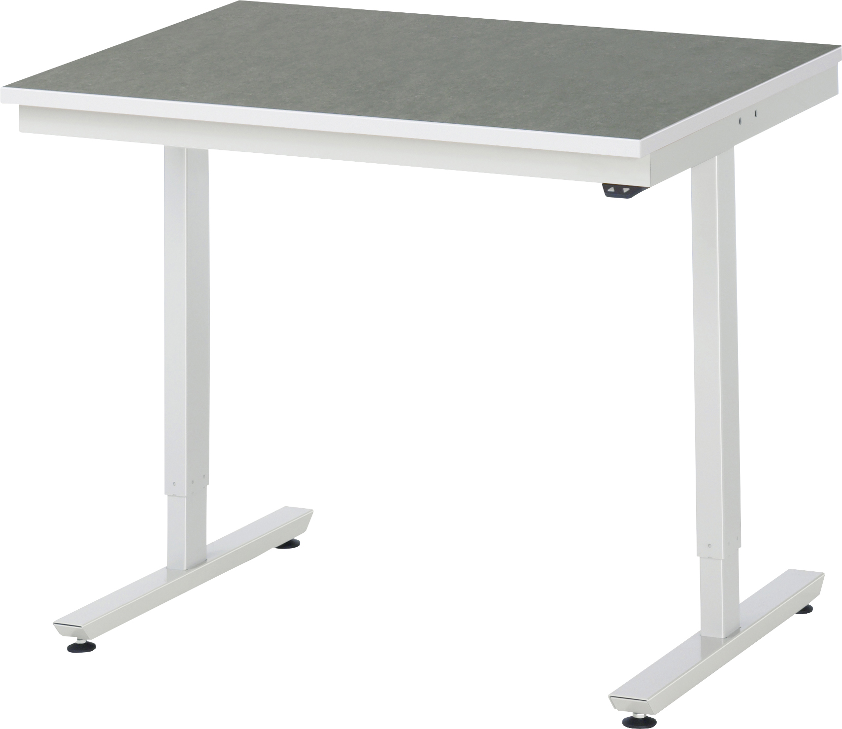 Arbeitstisch 1000x800x720-1120 mm BxTxH mit Linoleum-Platte 25 mm (2 mm Linoleumbelag)