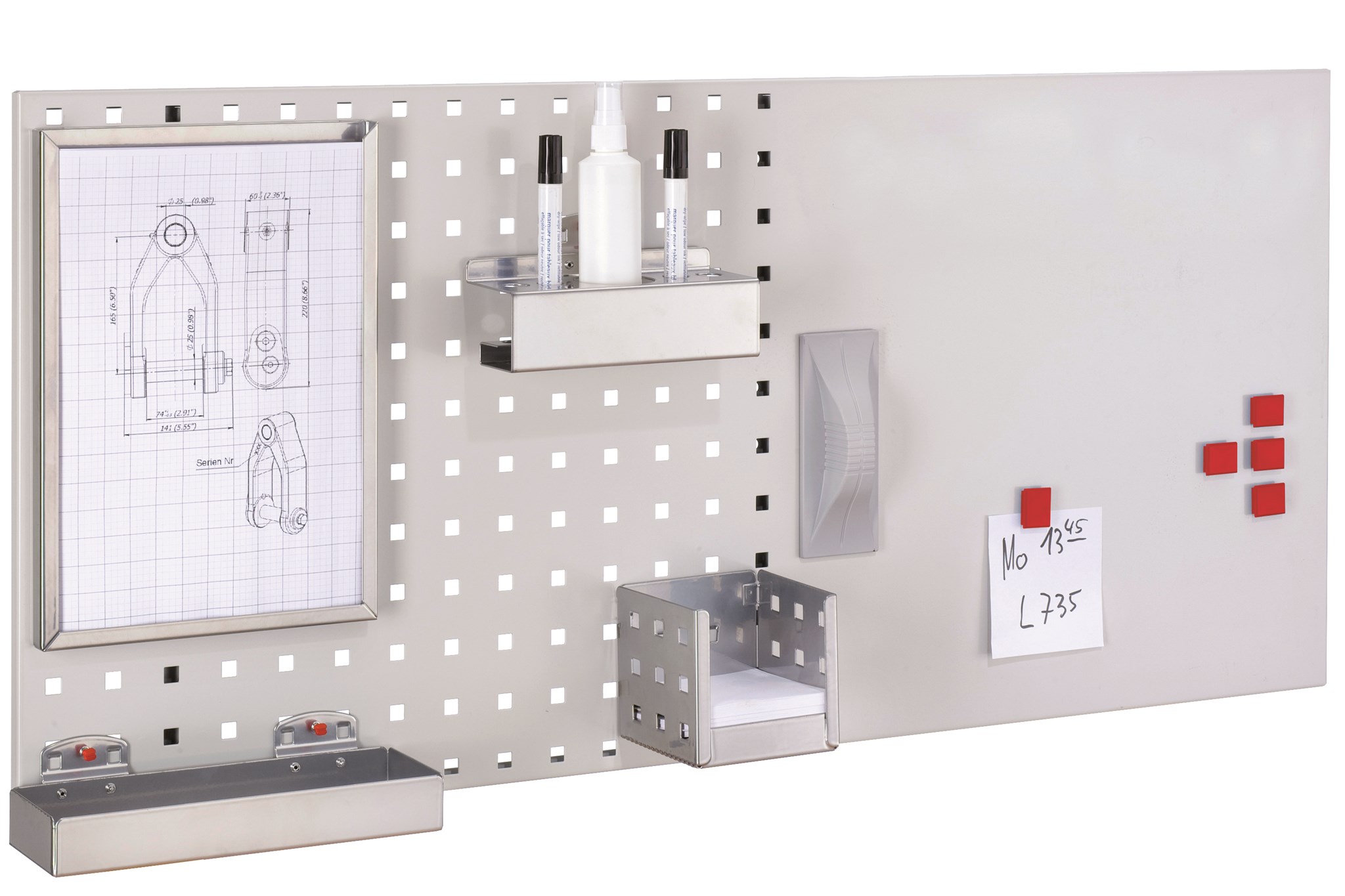Office Set 1, 1 x Loch-/Magnetplatte RAL 7035 lichtgrau