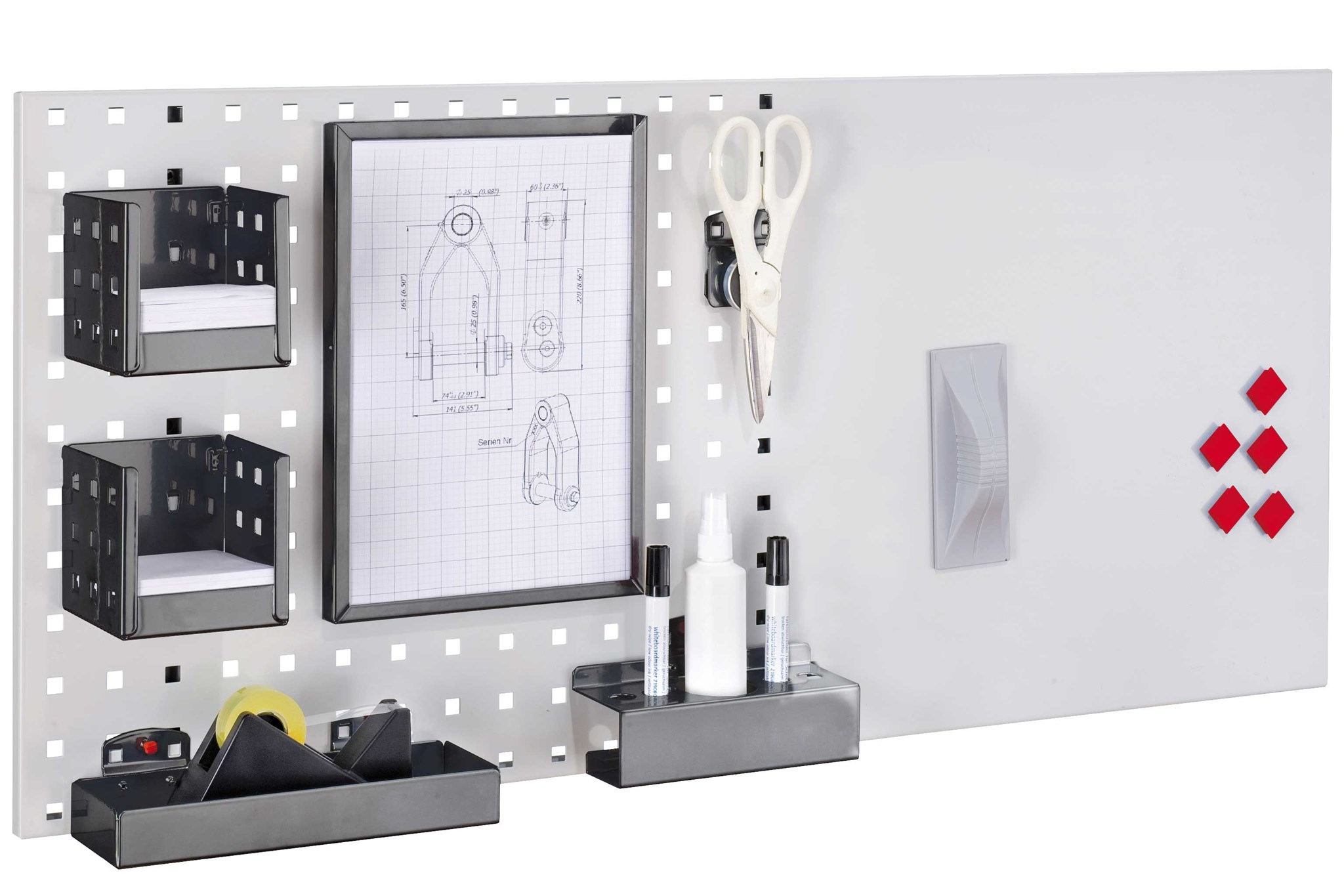 Office Set 2, 1 x Loch-/Magnetplatte RAL 7016 anthrazitgrau