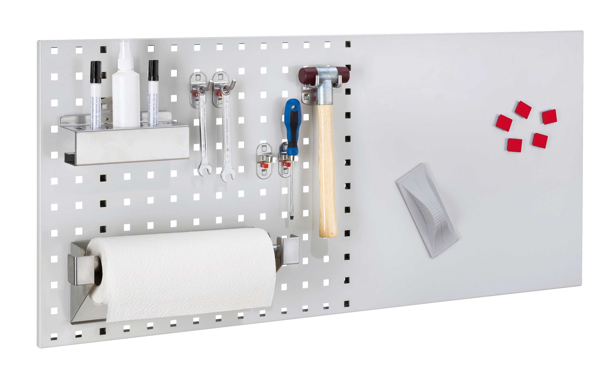 Lager-Set 3, 1 x Loch-/Magnetplatte 450x1000 mm BxL, RAL 7035 lichtgrau