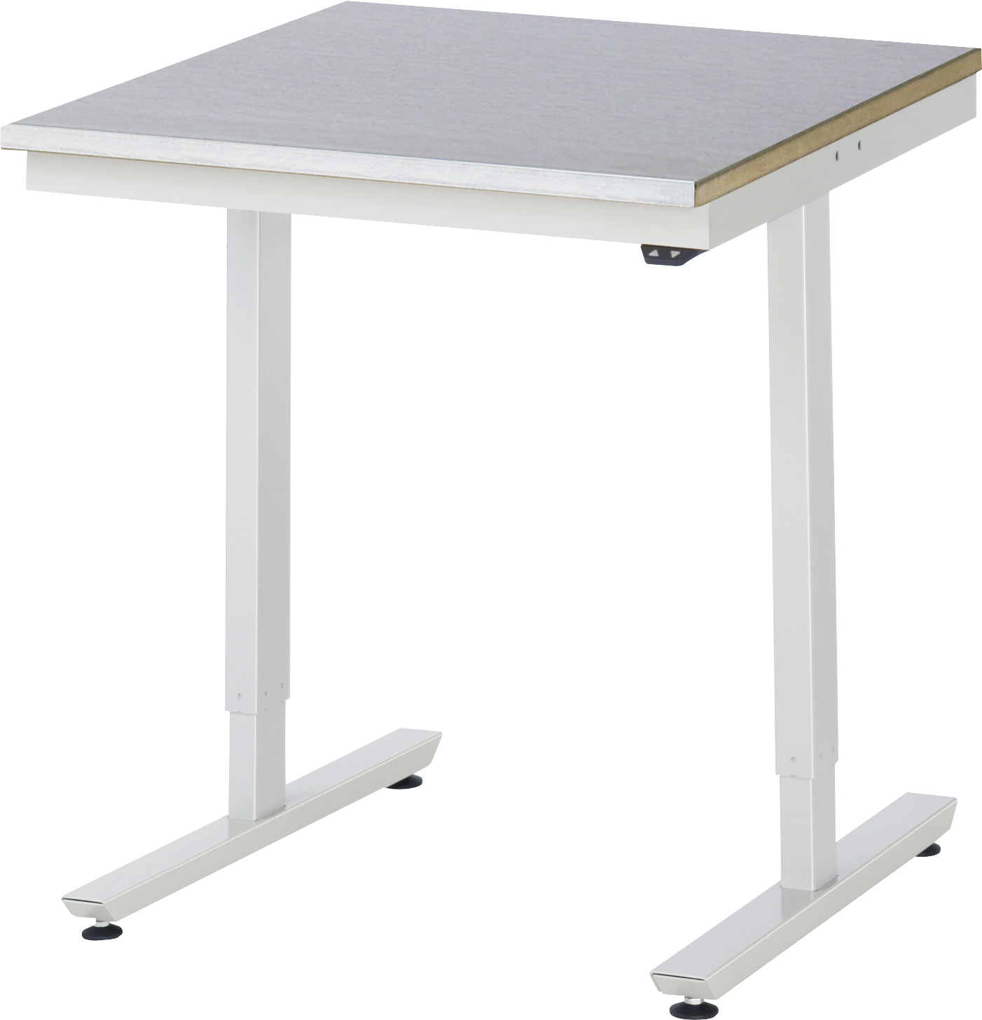 Arbeitstisch 750x800x720-1120 mm BxTxH mit Stahlblechbelag-Platte 25 mm (Stahlblechauflage 1.5 mm verzinkt)