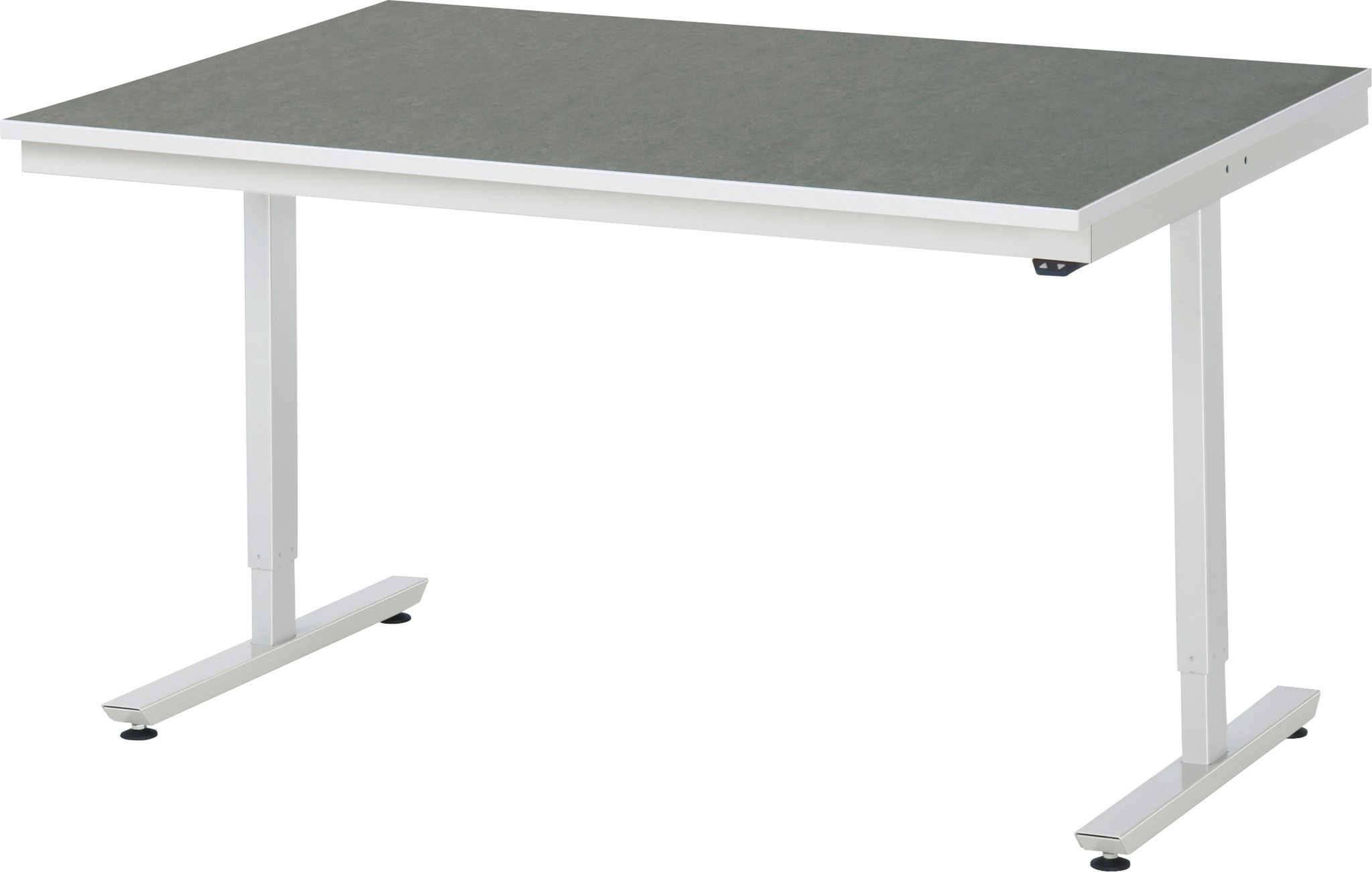 Arbeitstisch 1500x1000x720-1120 mm BxTxH mit Linoleum-Platte 25 mm (2 mm Linoleumbelag)