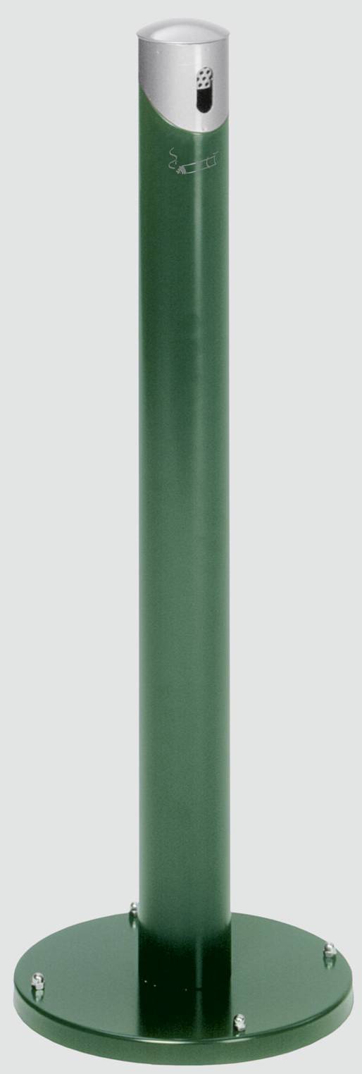 Ascher als Standsäule moosgrün RAL 6005, Kopfteil silber