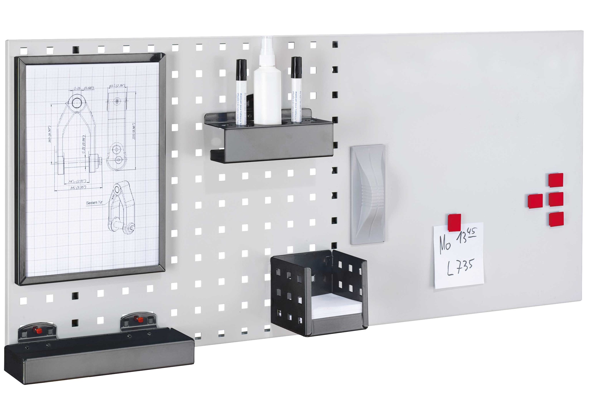 Loch-/Magnetwand Sets mit anthrazitfarbigem Zubehör