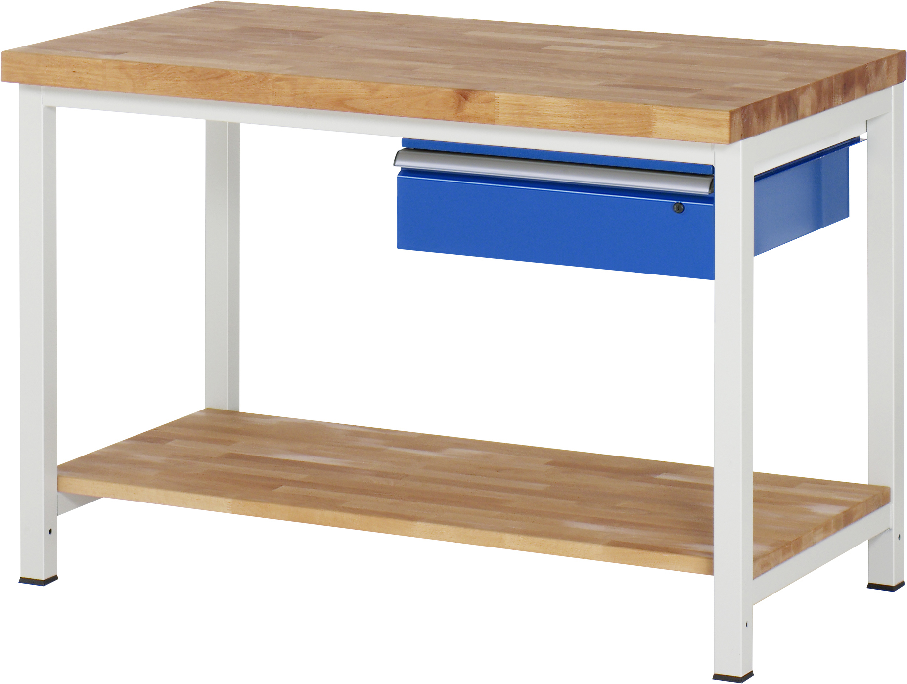 Werkbank fixe Höhe, B 1250xT 700xH 840mm, Buche-Massiv-Platte 40mm