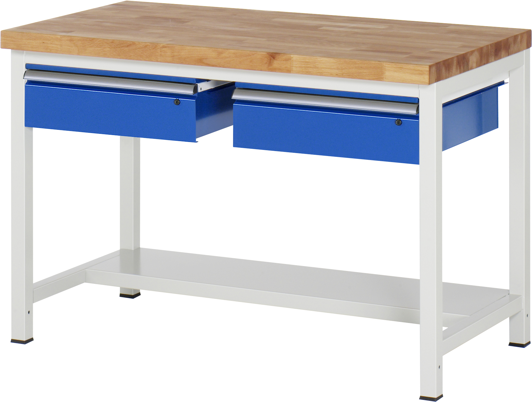 Werkbank fixe Höhe, B 1250xT 700xH 840mm, Buche-Massiv-Platte 40mm