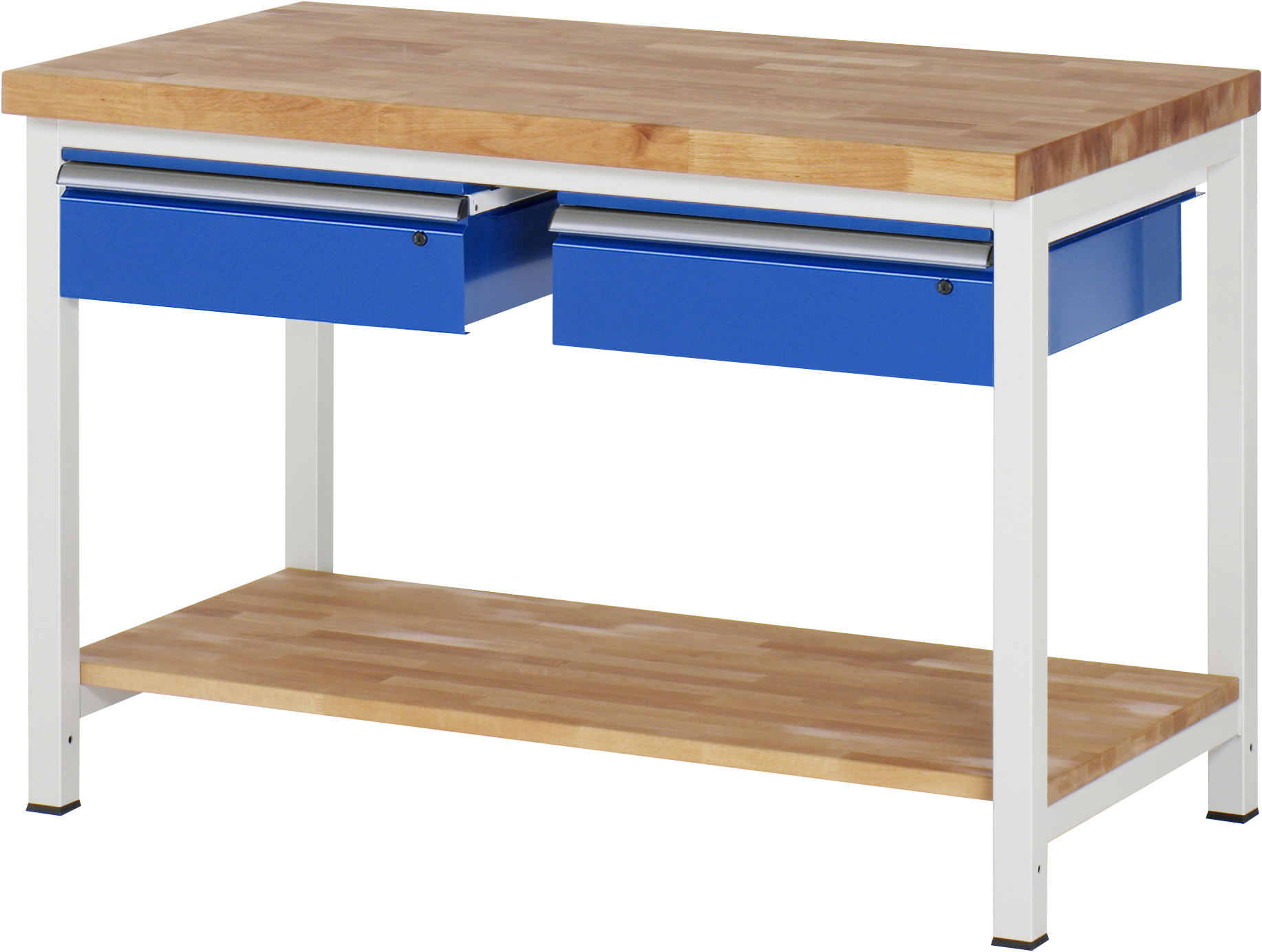 Werkbank fixe Höhe, B 1250xT 700xH 840mm, Buche-Massiv-Platte 40mm