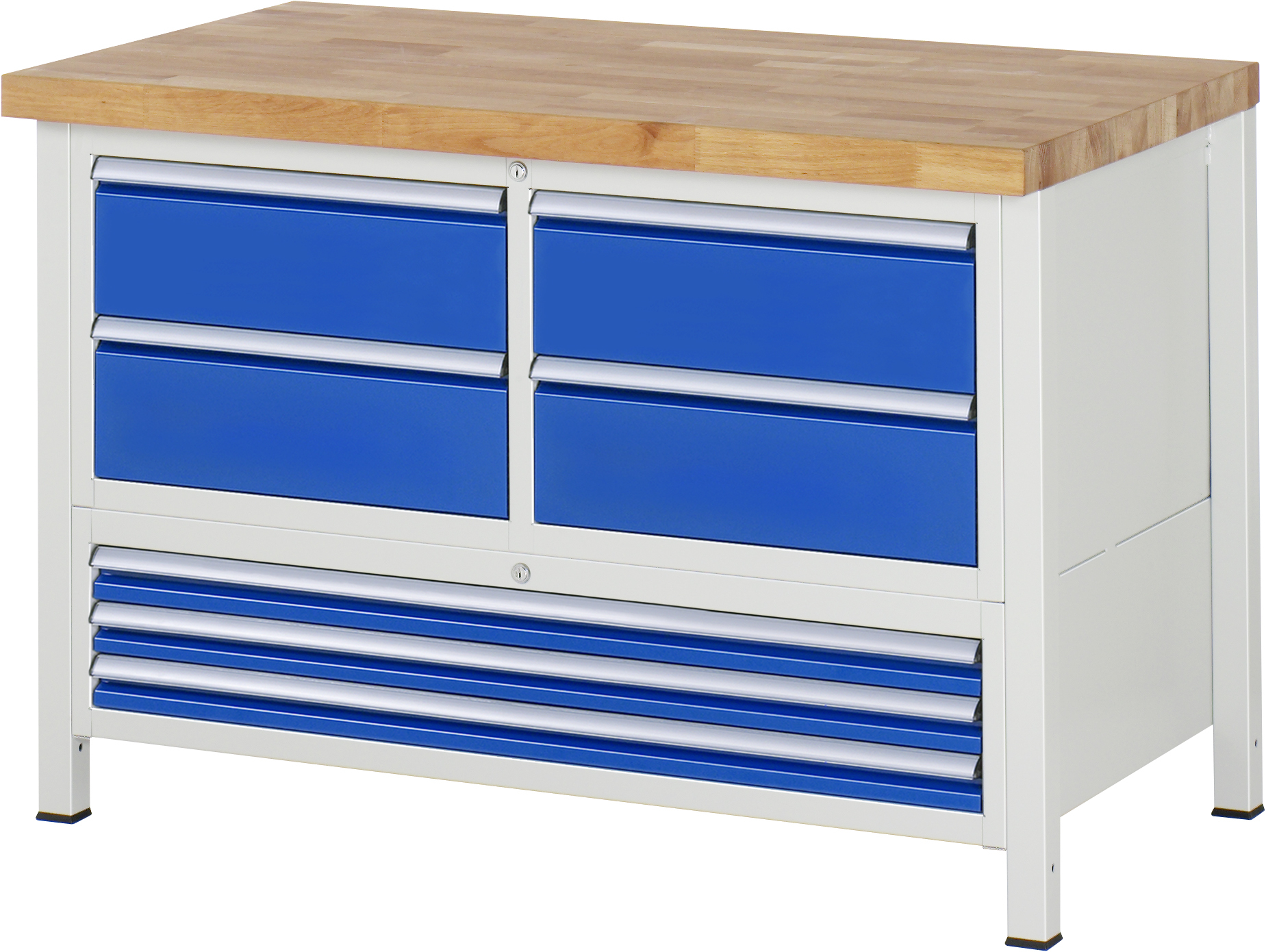 Werkbank Modell 8934, B 1250xT 700xH 840mm, Buche-Massiv-Platte 40mm