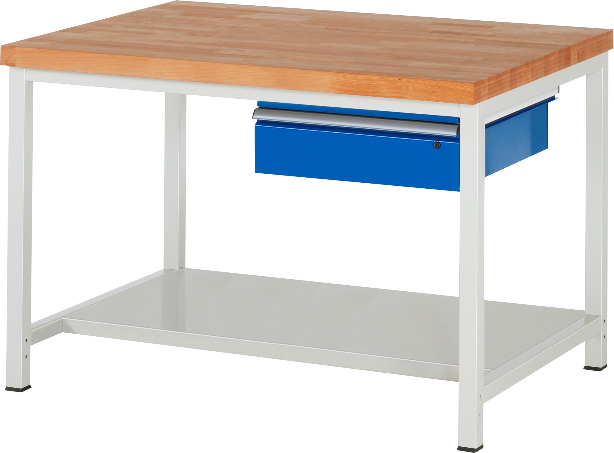 Werkbank fixe Höhe, B 1250xT 900xH 840mm, Buche-Massiv-Platte 40mm