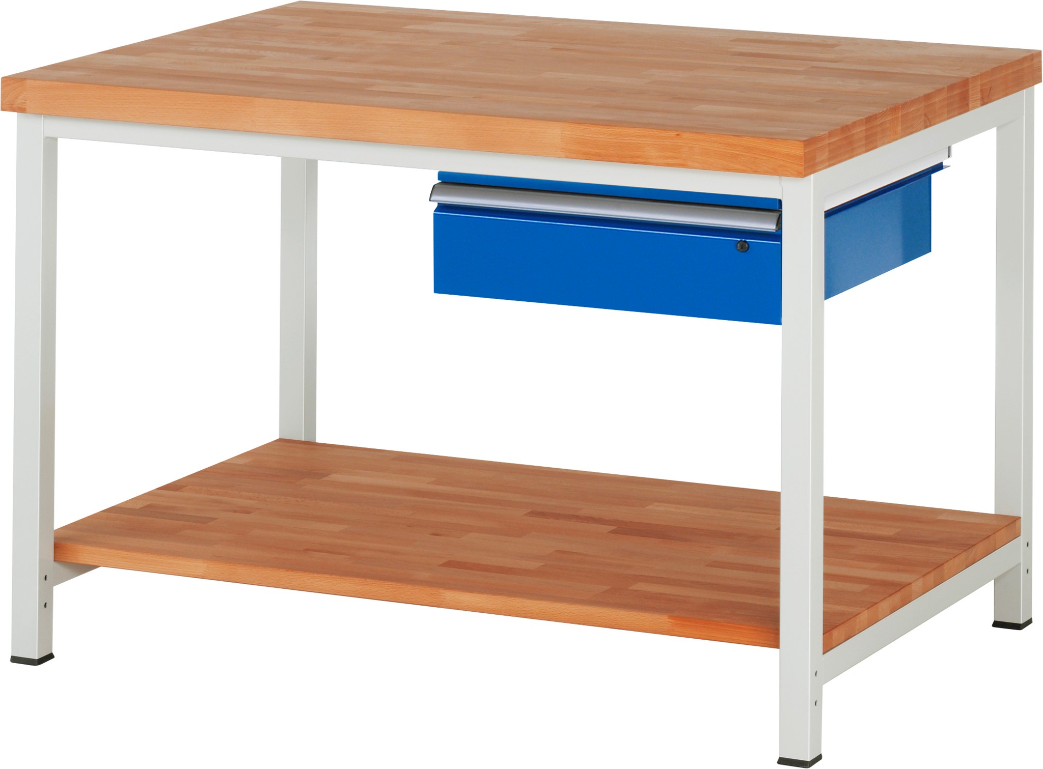 Werkbank fixe Höhe, B 1250xT 900xH 840mm, Buche-Massiv-Platte 40mm