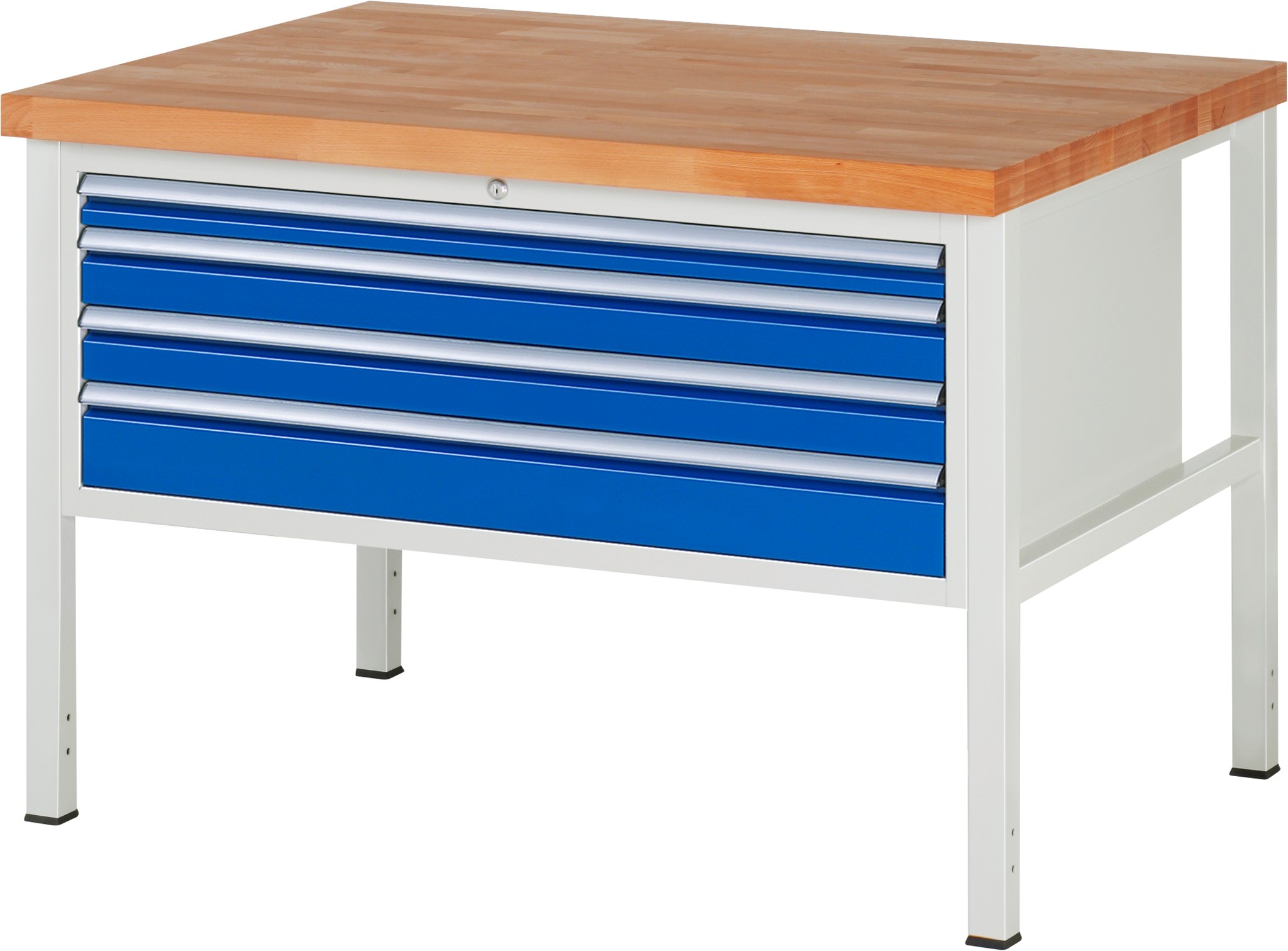 Werkbank Modell 8332, B 1250xT 900xH 840mm, Buche-Massiv-Platte 40mm