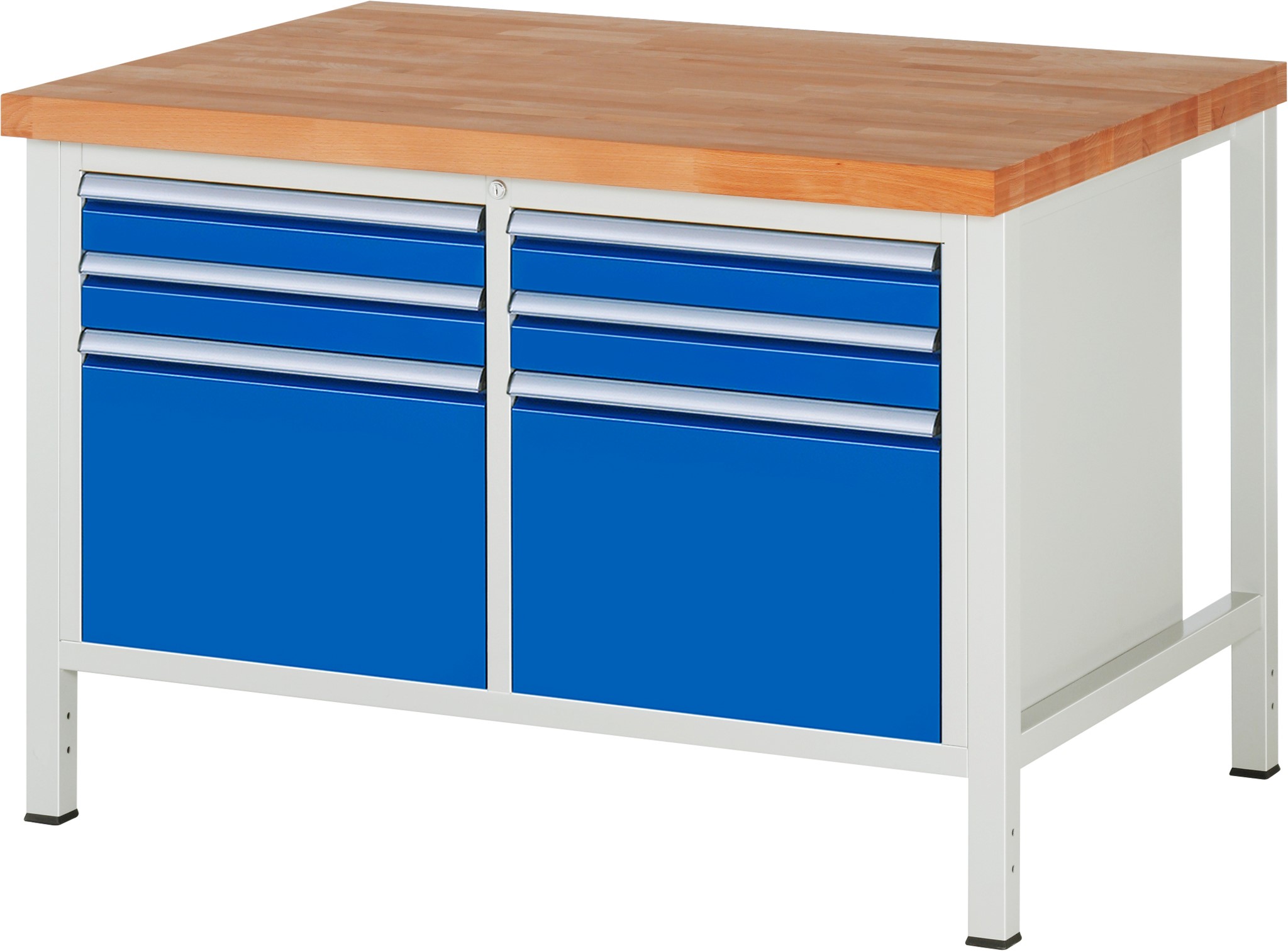 Werkbank Modell 8474, B 1250xT 900xH 840mm, Buche-Massiv-Platte 40mm