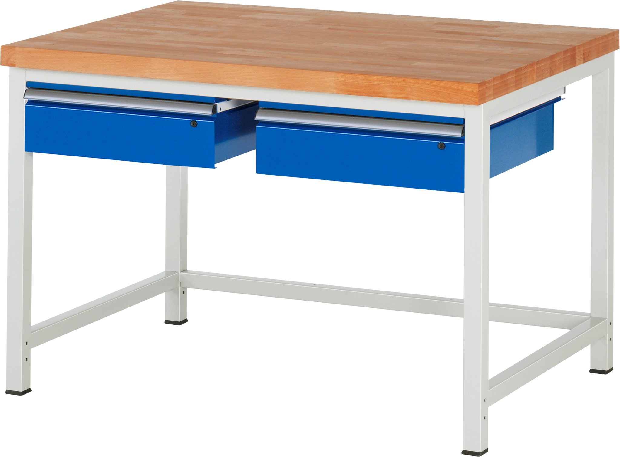 Werkbank verstellbare Höhe, B 1250xT 900xH 840-1040mm, Buche-Massiv-Platte 40mm