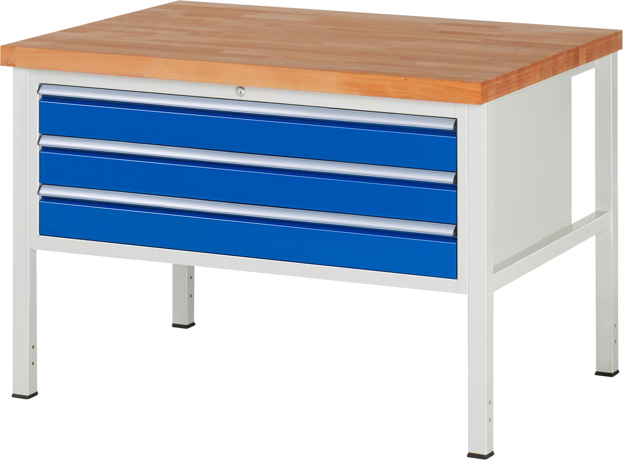 Werkbank Modell 8327, B 1250xT 900xH 840-1040mm, Buche-Massiv-Platte 40mm