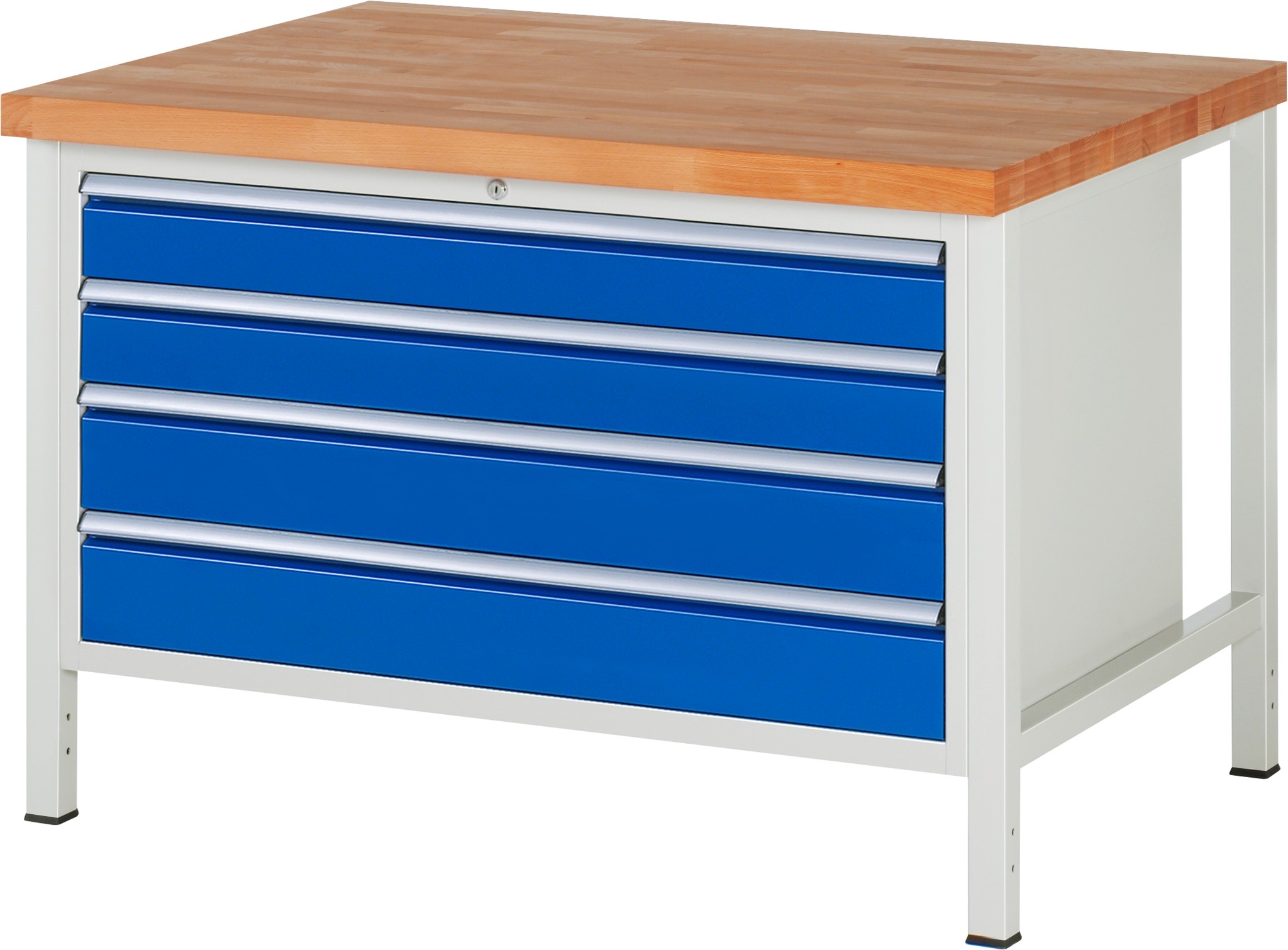 Werkbank Modell 8362, B 1250xT 900xH 840-1040mm, Buche-Massiv-Platte 40mm
