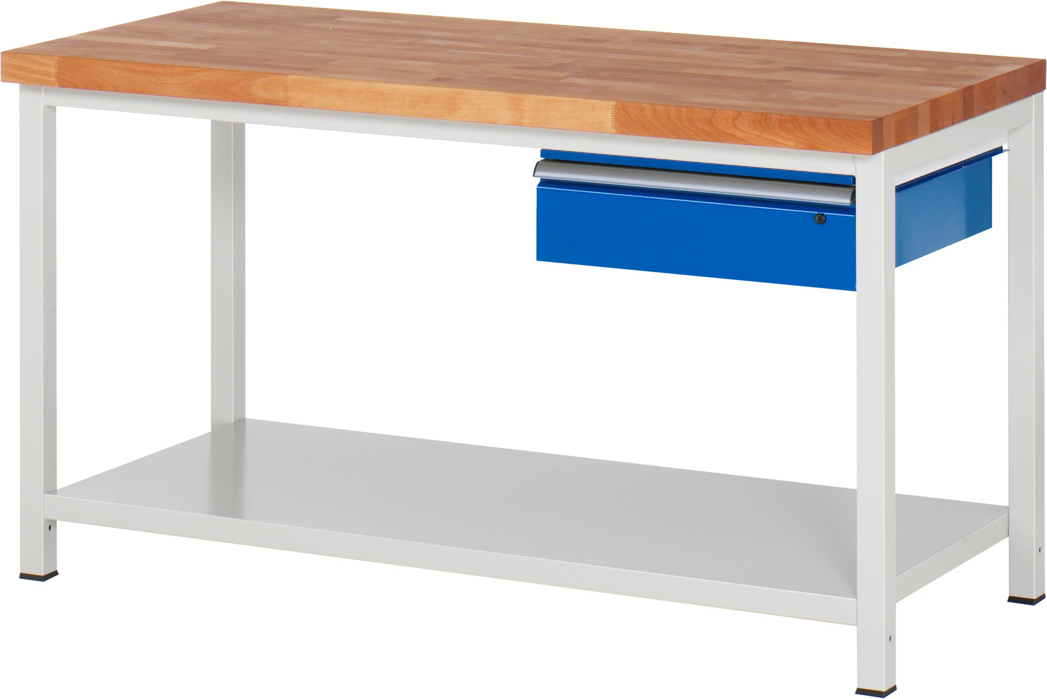 Werkbank fixe Höhe, B 1500xT 700xH 840mm, Buche-Massiv-Platte 40mm