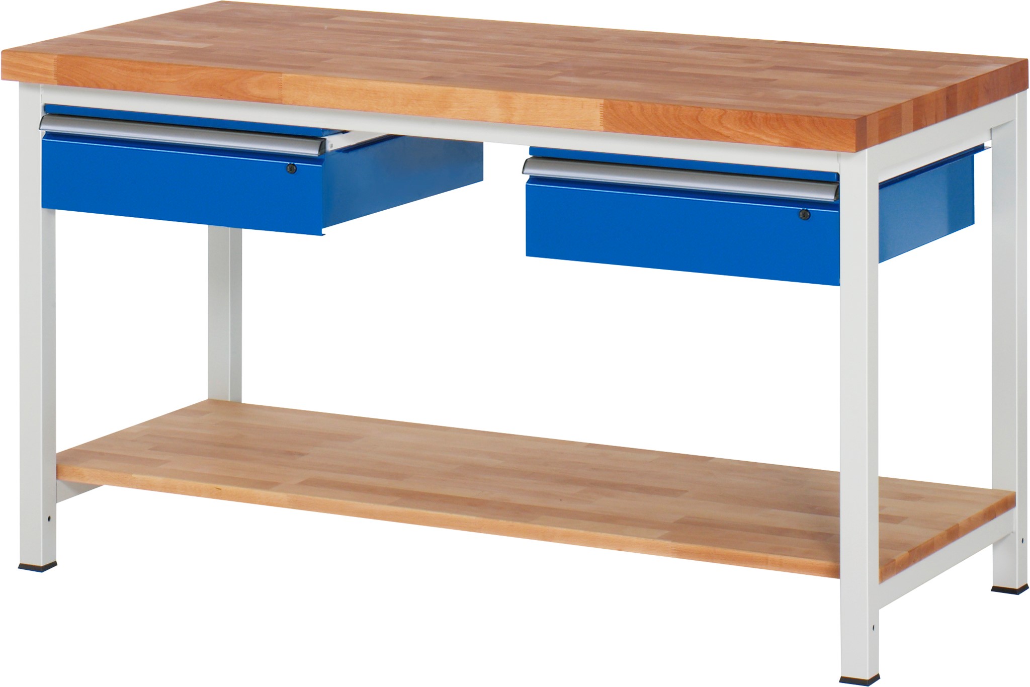 Werkbank fixe Höhe, B 1500xT 700xH 840mm, Buche-Massiv-Platte 40mm