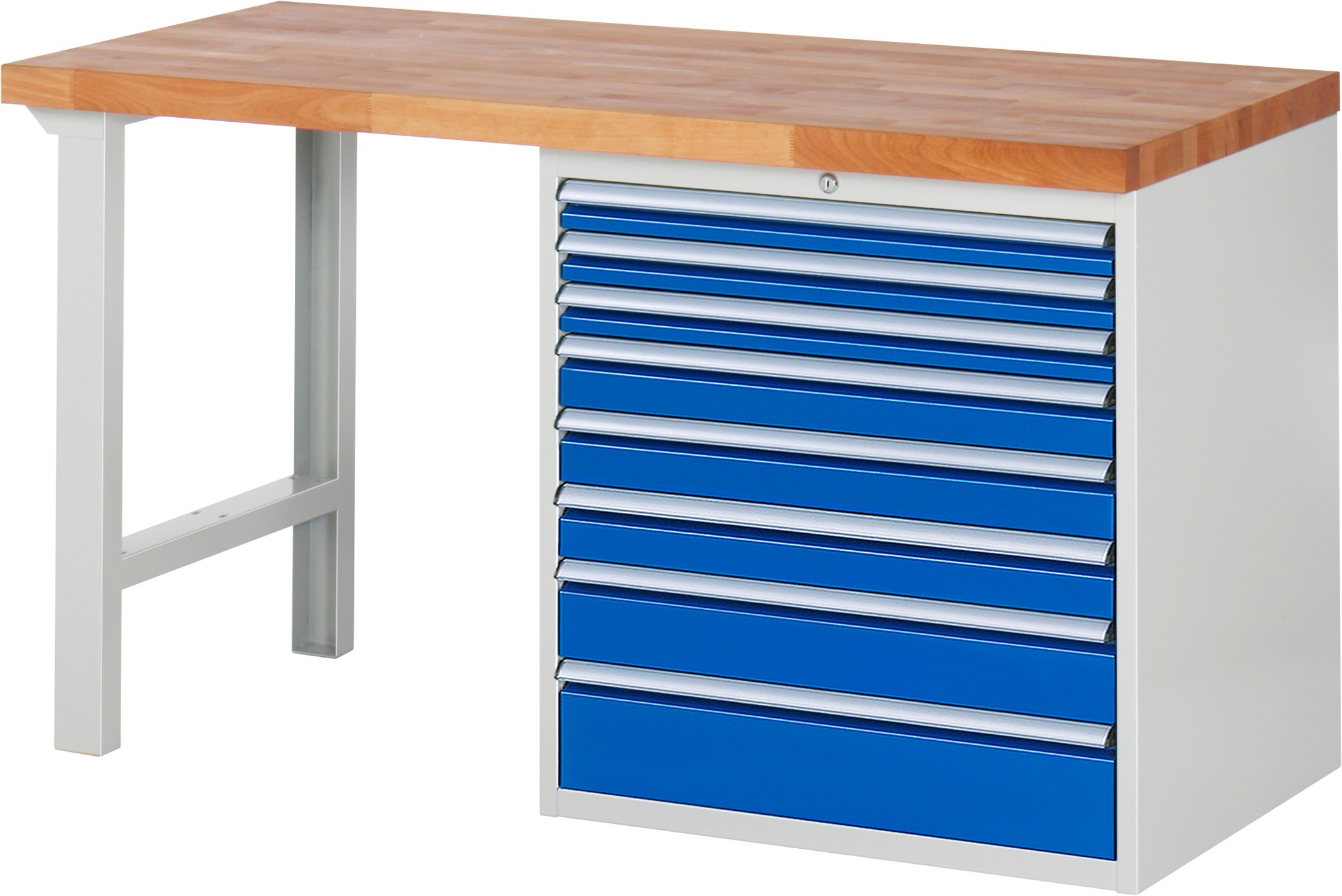 Werkbank Modell 7619, B 1500xT 700xH 840mm, Buche-Massiv-Platte 40 mm