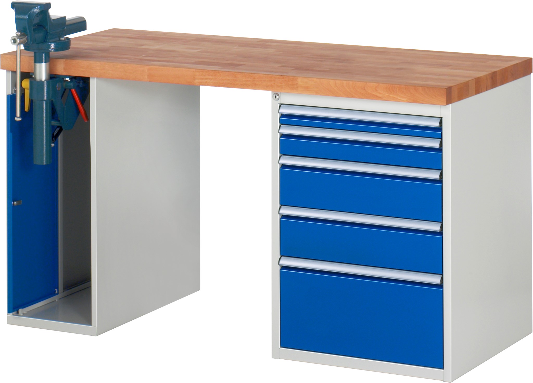 Werkbank Modell 7511, B 1500 x T 700 x H 840 mm, Buche-Massiv-Platte 40 mm