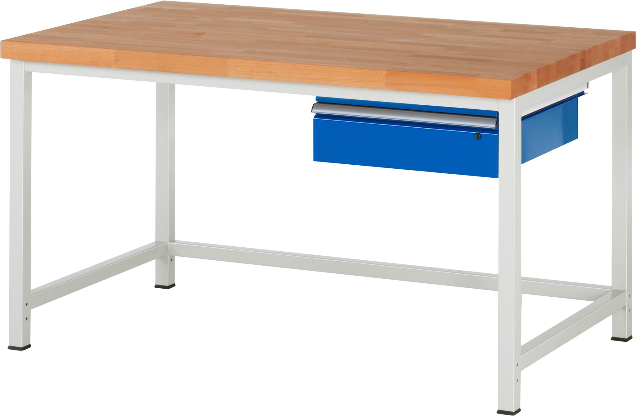 Werkbank verstellbare Höhe, B 1500xT 900xH 840-1040mm, Buche-Massiv-Platte 40mm