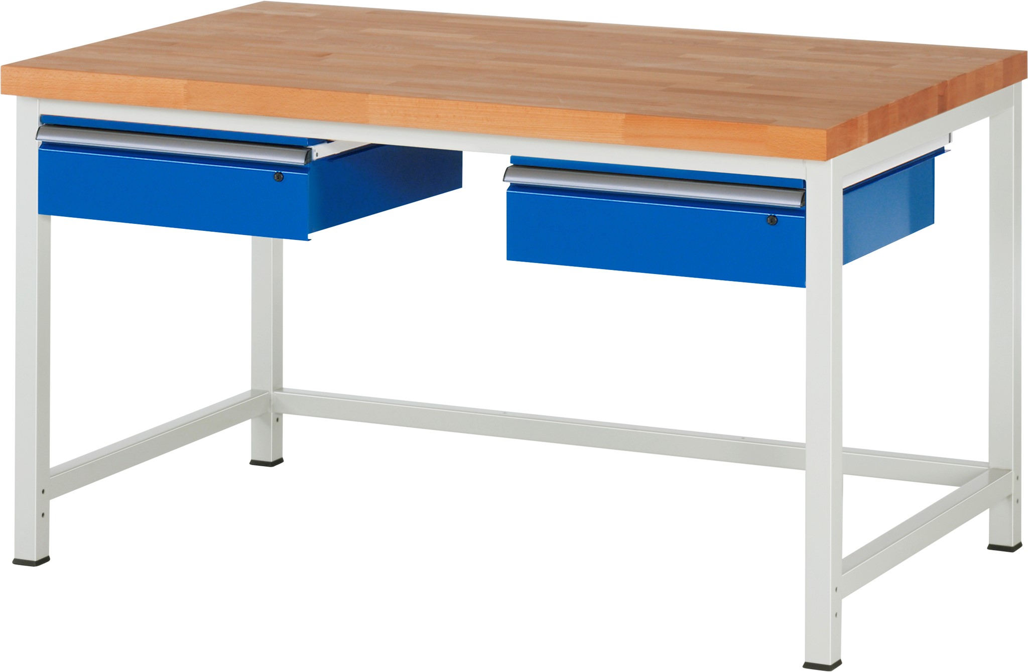 Werkbank verstellbare Höhe, B 1500xT 900xH 840-1040mm, Buche-Massiv-Platte 40mm