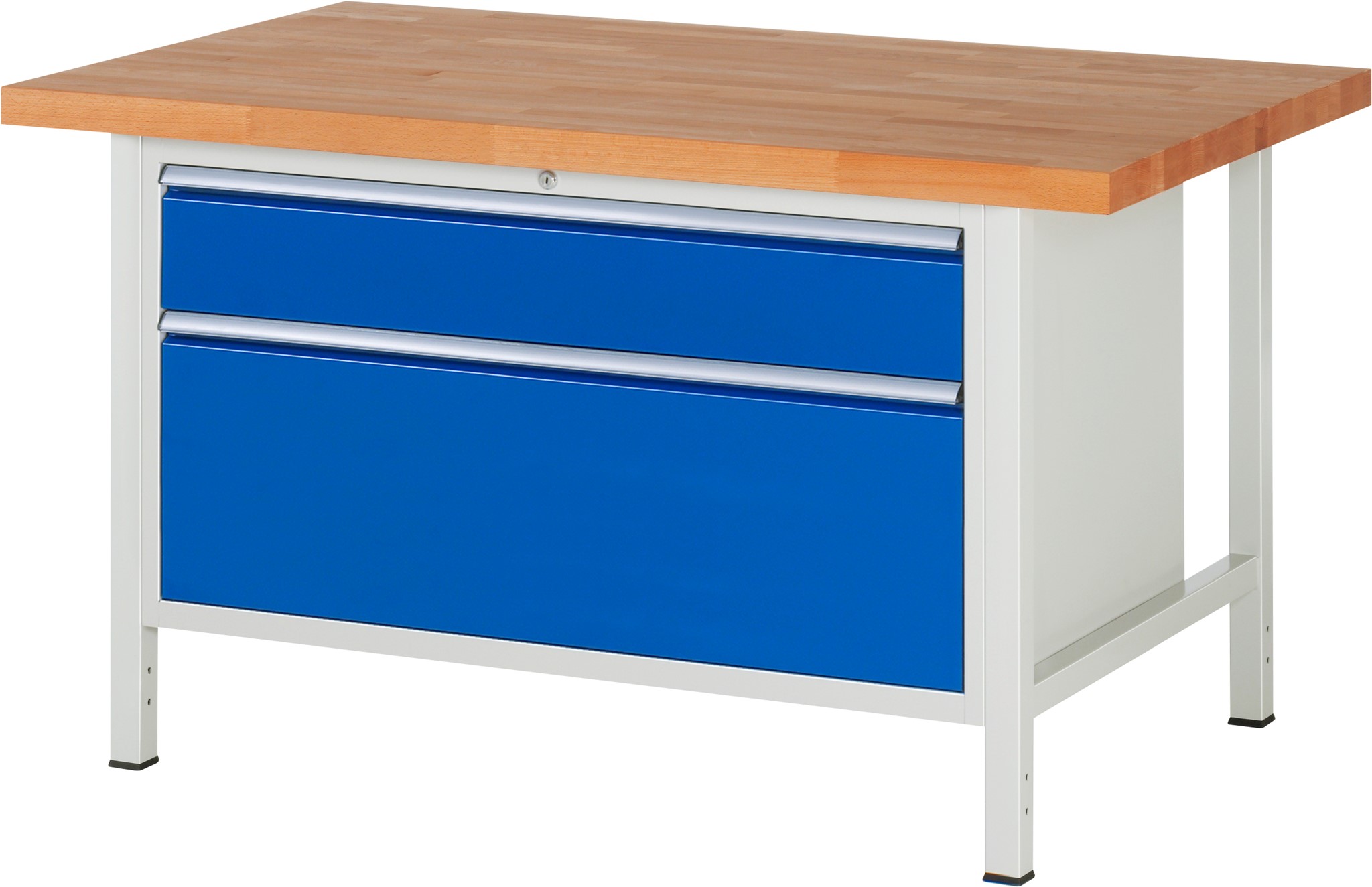 Werkbank Modell 8356, B 1500xT 900xH 840-1040mm, Buche-Massiv-Platte 40mm