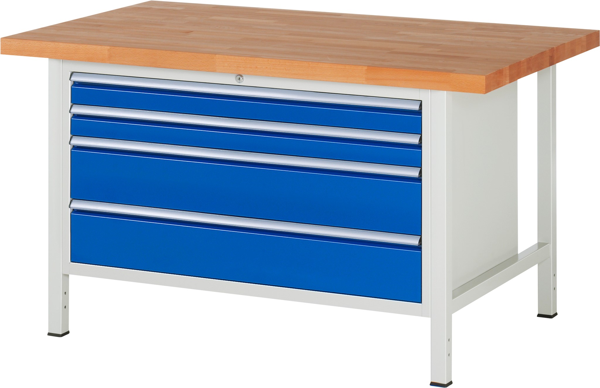 Werkbank Modell 8361, B 1500xT 900xH 840-1040mm, Buche-Massiv-Platte 40mm