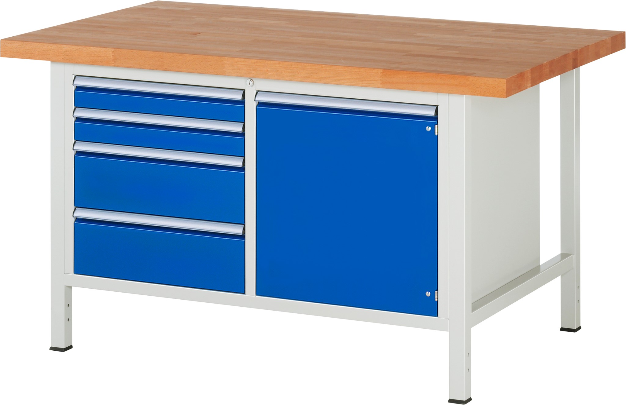 Werkbank Modell 8470, B 1500xT 900xH 840-1040mm, Buche-Massiv-Platte 40mm