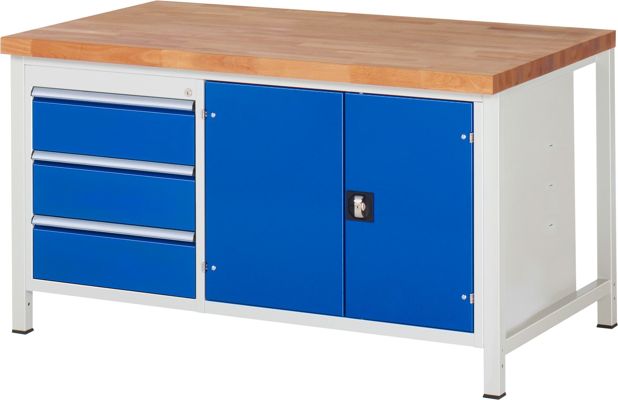 Werkbank Modell 8904, B 1500xT 900xH 840-1040mm, Buche-Massiv-Platte 40mm
