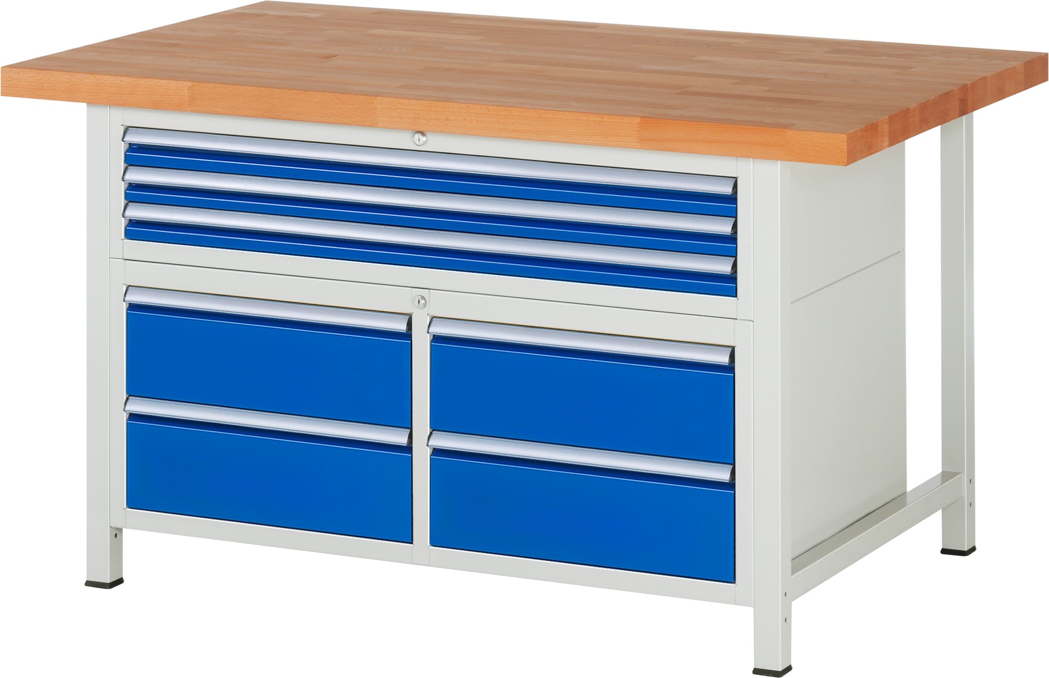 Werkbank Modell 8924, B 1500xT 900xH 840-1040mm, Buche-Massiv-Platte 40mm
