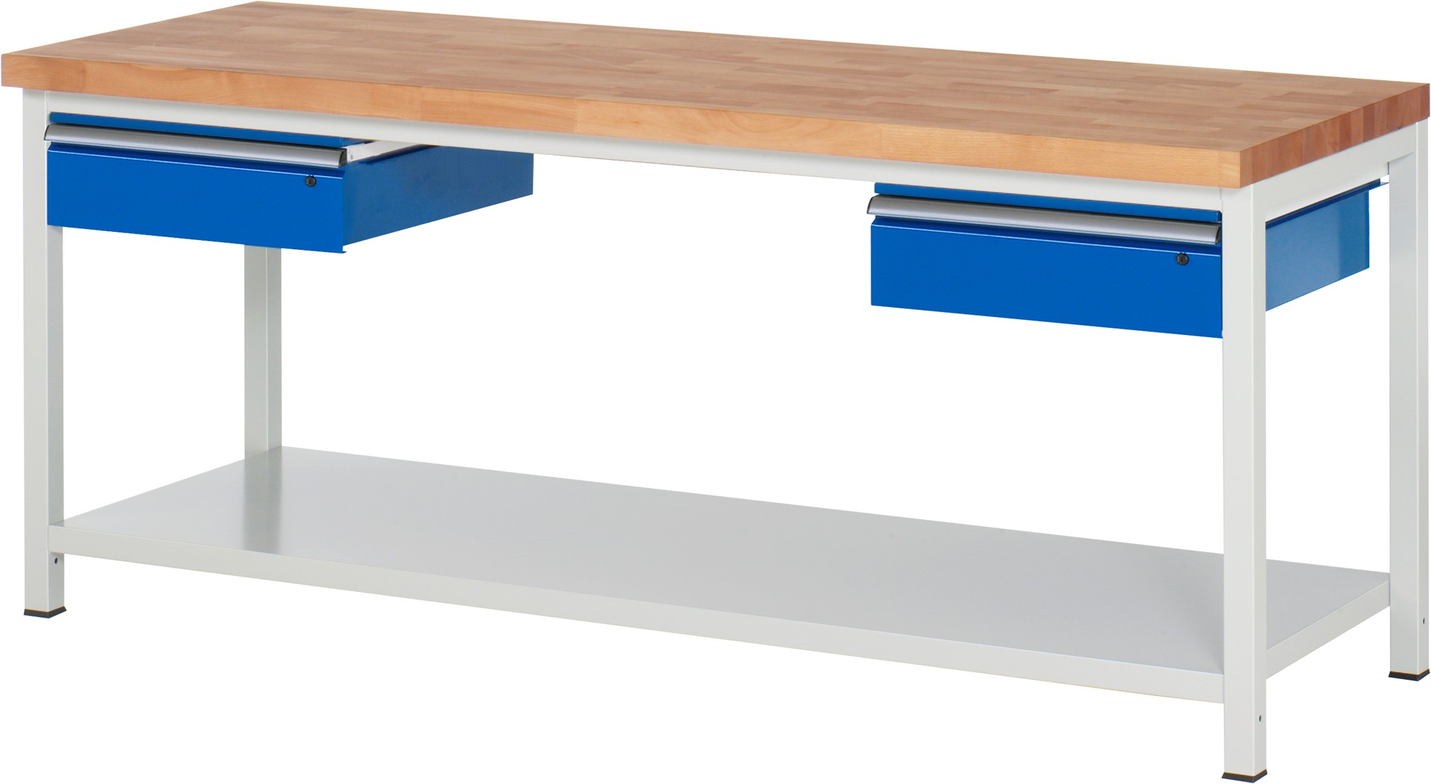 Werkbank fixe Höhe, B 2000xT 700xH 840mm, Buche-Massiv-Platte 40mm