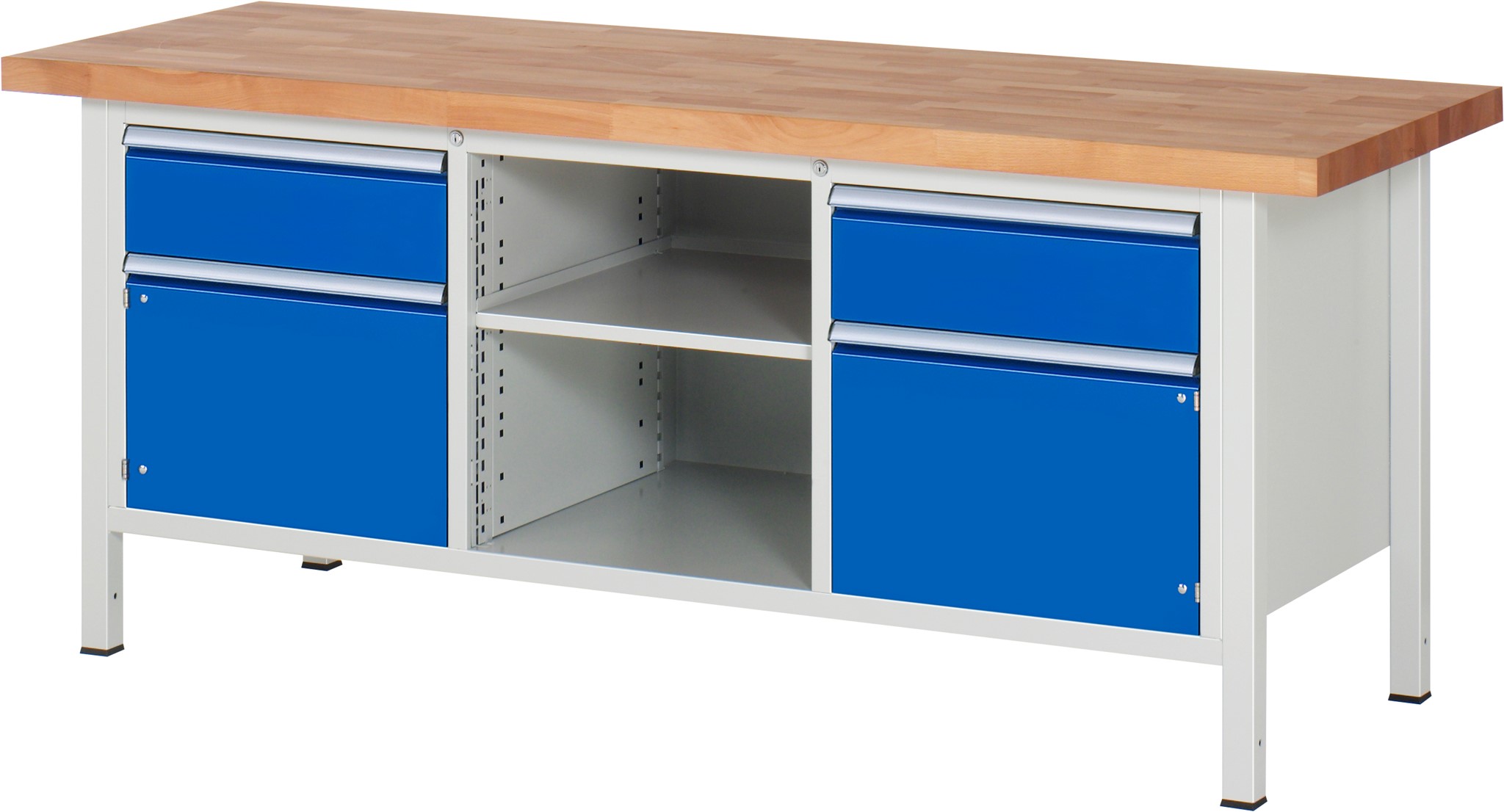 Werkbank Modell 8561, B 2000xT 700xH 840mm, Buche-Massiv-Platte 40mm