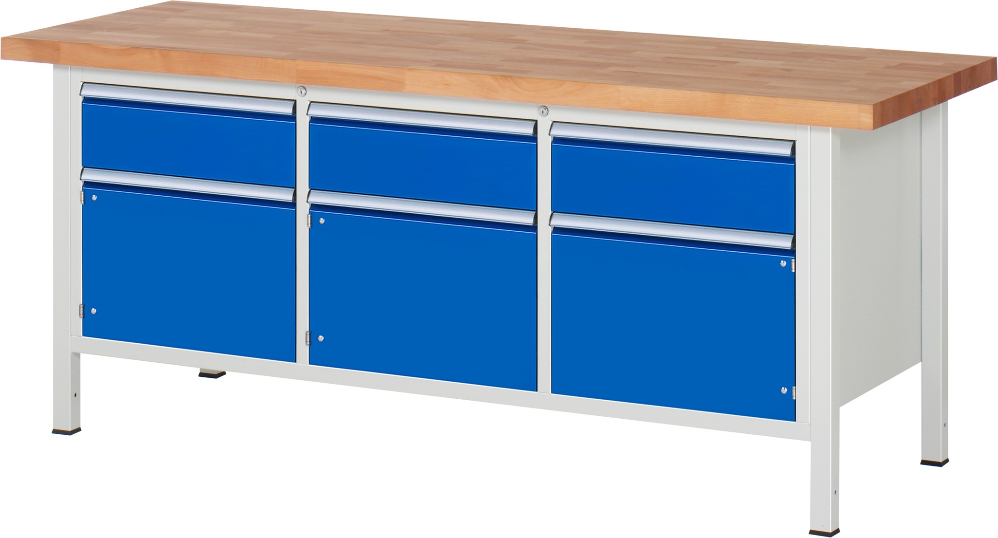 Werkbank Modell 8567, B 2000xT 700xH 840mm, Buche-Massiv-Platte 40mm