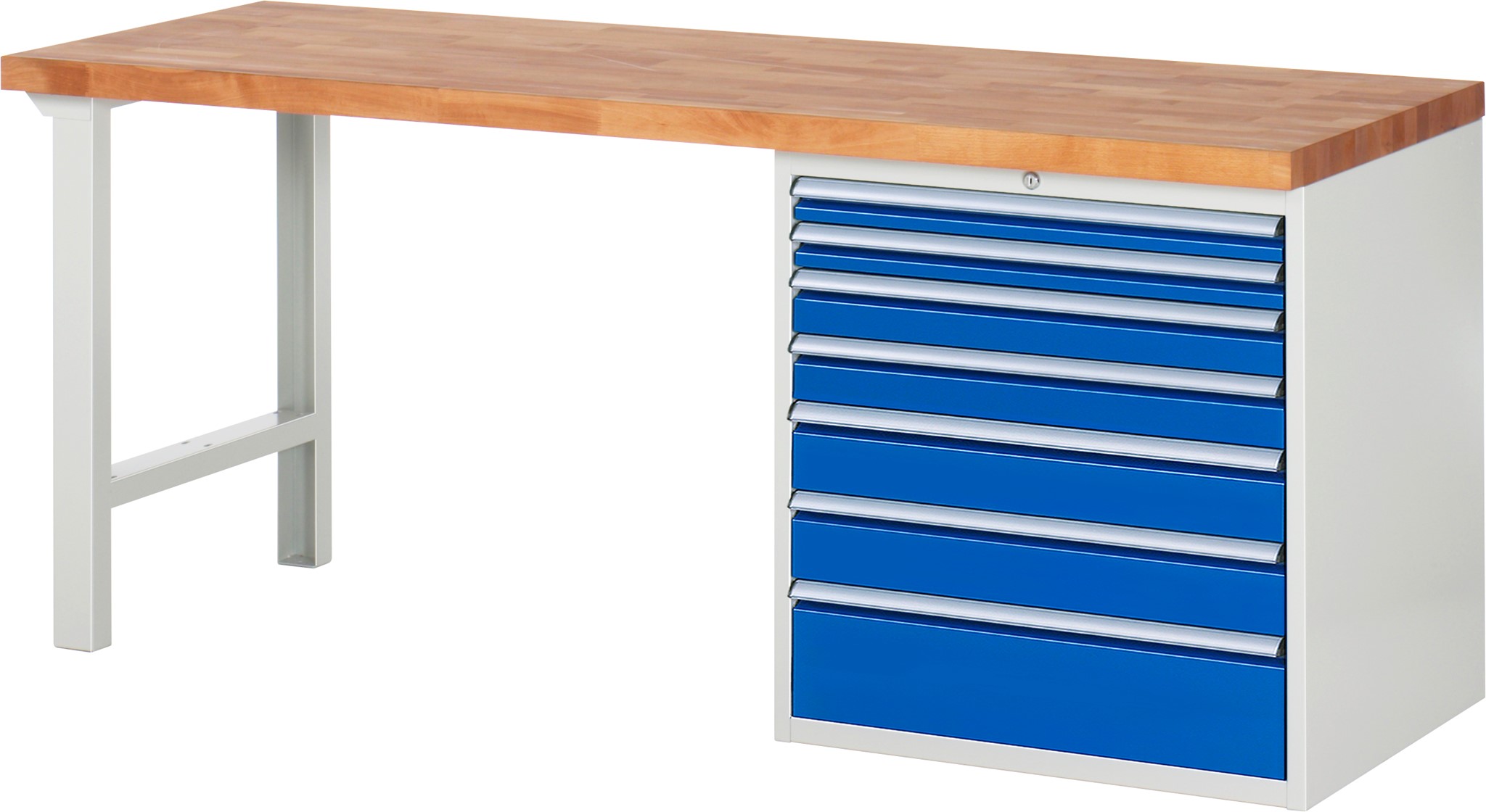 Werkbank Modell 7617, B 2000xT 700xH 840mm, Buche-Massiv-Platte 40 mm