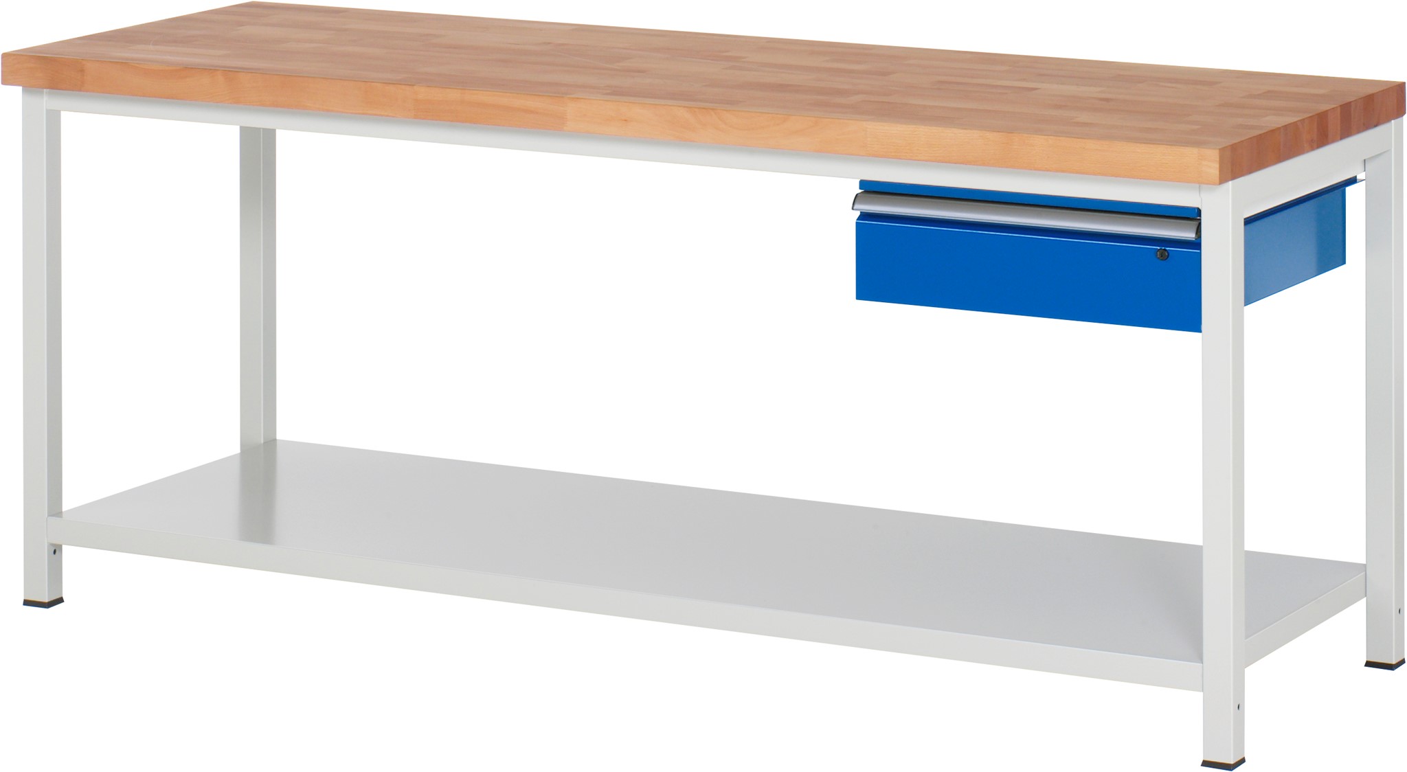 Werkbank verstellbare Höhe, B 2000xT 700xH 840-1040mm, Buche-Massiv-Platte 40mm
