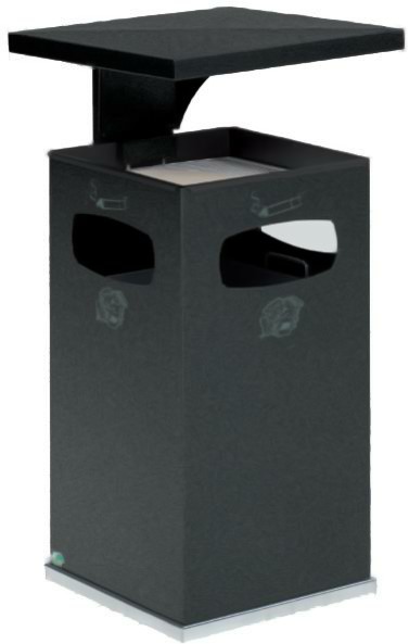 Abfallbehälter/Ascher antik-silber. Modell B42 mit Dach