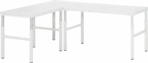 Eck-Platte für Serie E, 700x700x650-1000 mm LxTxH, Melaminarbeitsplatte für rechtwinklige Ecklösungen  