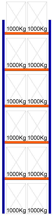 Palettenregal Grundregal, 8000x1825x1100 mm HxBxT