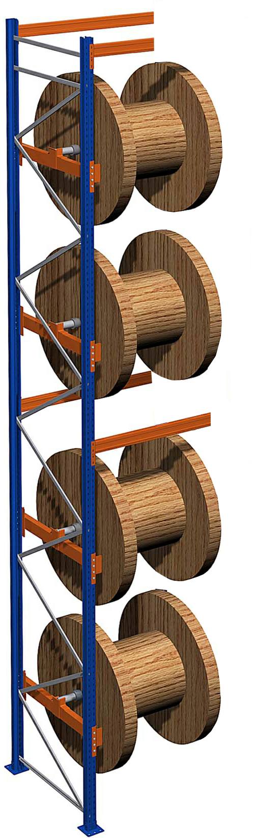 3500x870x1100 mm HxBxT, Anbaufeld Kabeltrommelregal, 2 Wellen mit Blockroll-System