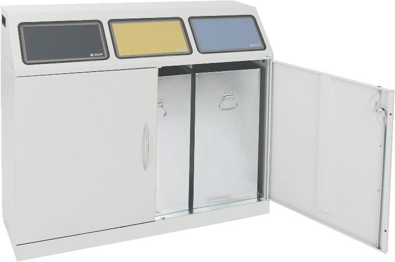 Abfalltrennsystem Modell Flex-M, 3-fach-Station verzinkter Innenbehälter