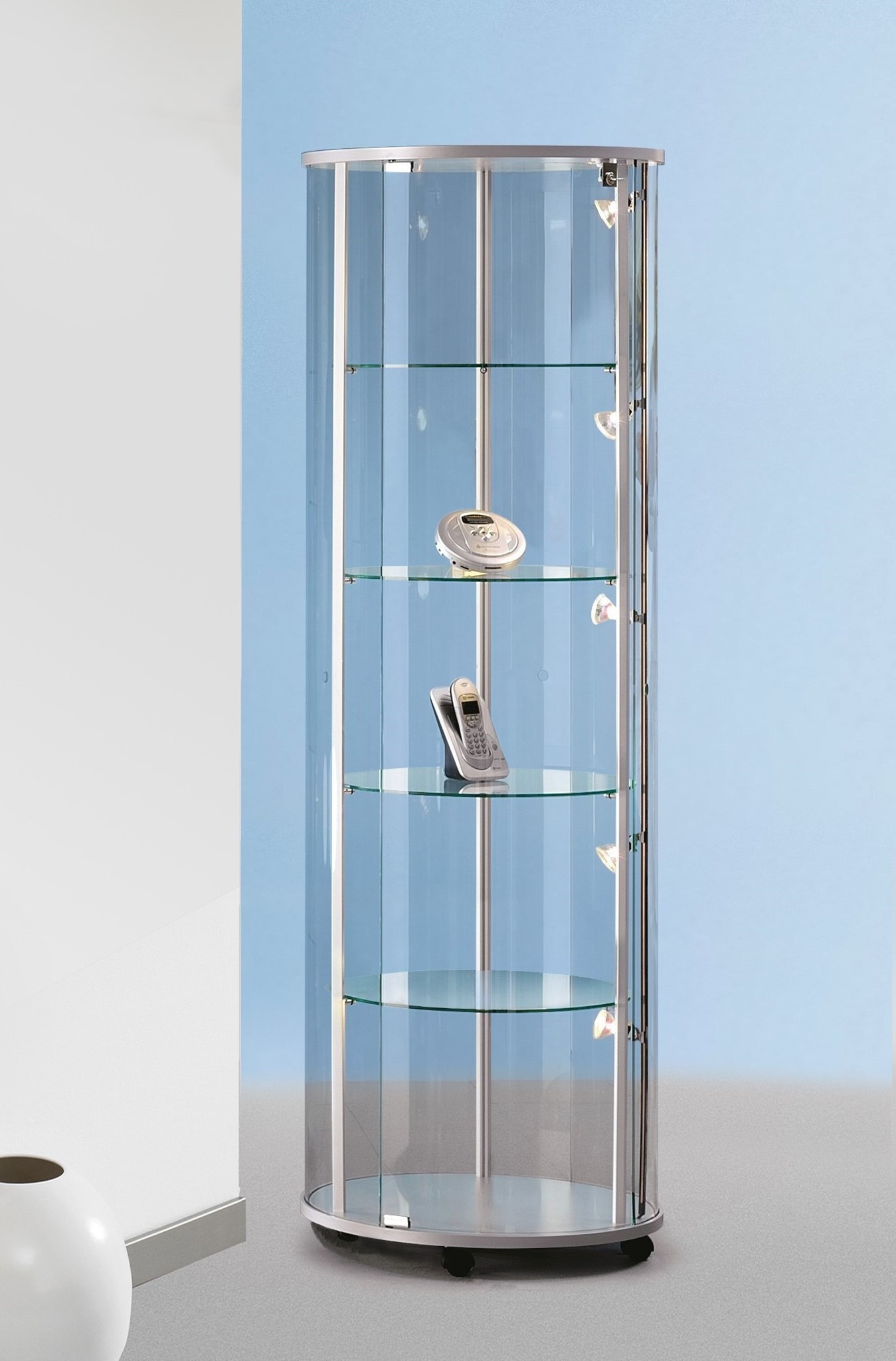 Ganzglasvitrine  rund 1760x560 mm HxD