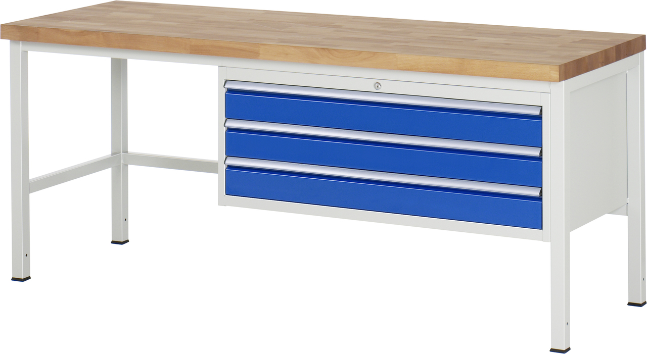Werkbank Modell 8327, B 2000xT 700xH 840-1040mm, Buche-Massiv-Platte 40mm