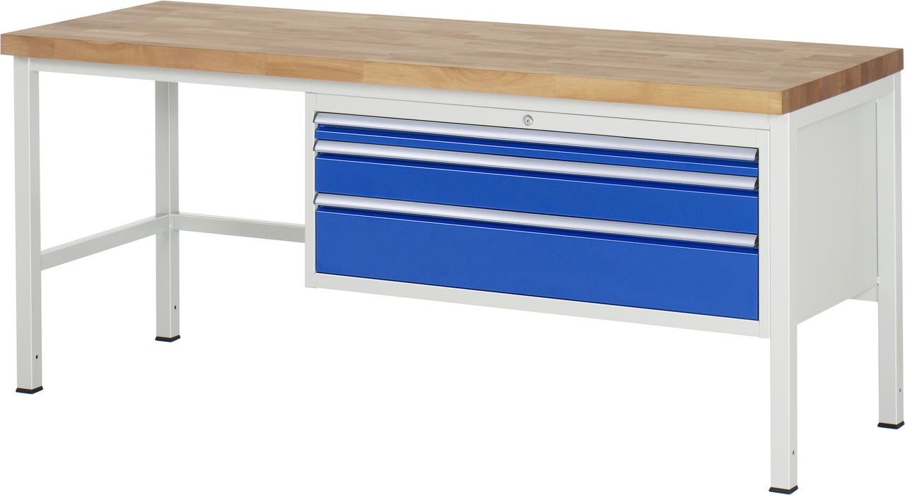 Werkbank Modell 8326, B 2000xT 700xH 840-1040mm, Buche-Massiv-Platte 40mm
