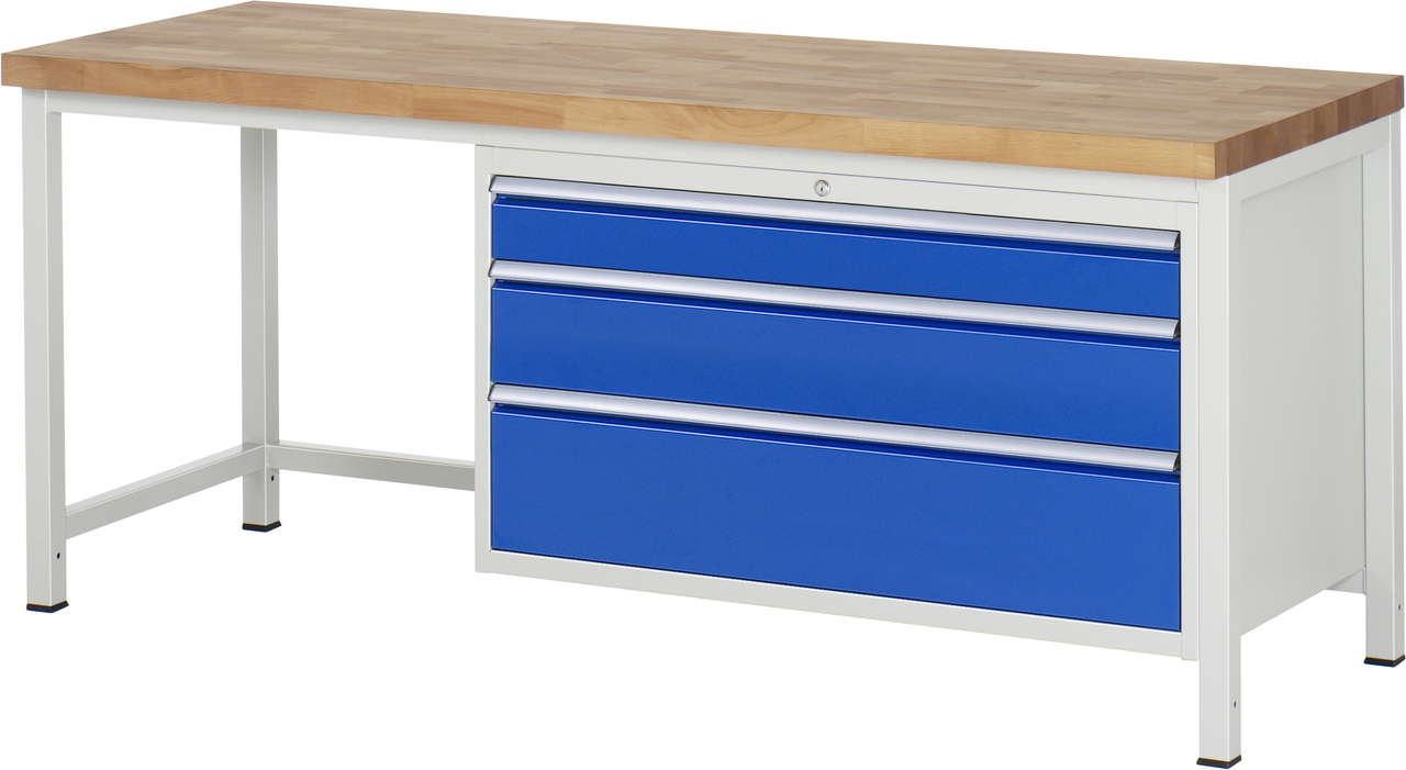 Werkbank Modell 8359, B 2000xT 700xH 840-1040mm, Buche-Massiv-Platte 40mm