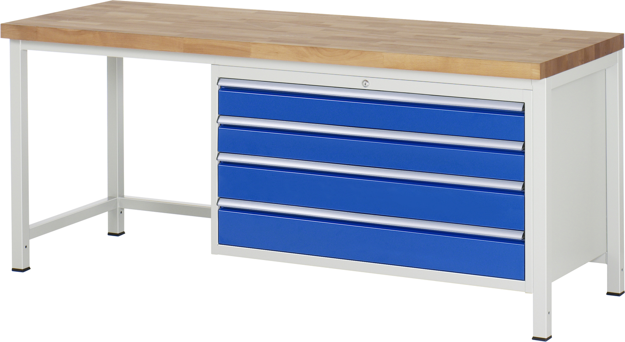Werkbank Modell 8362, B 2000xT 700xH 840-1040mm, Buche-Massiv-Platte 40mm
