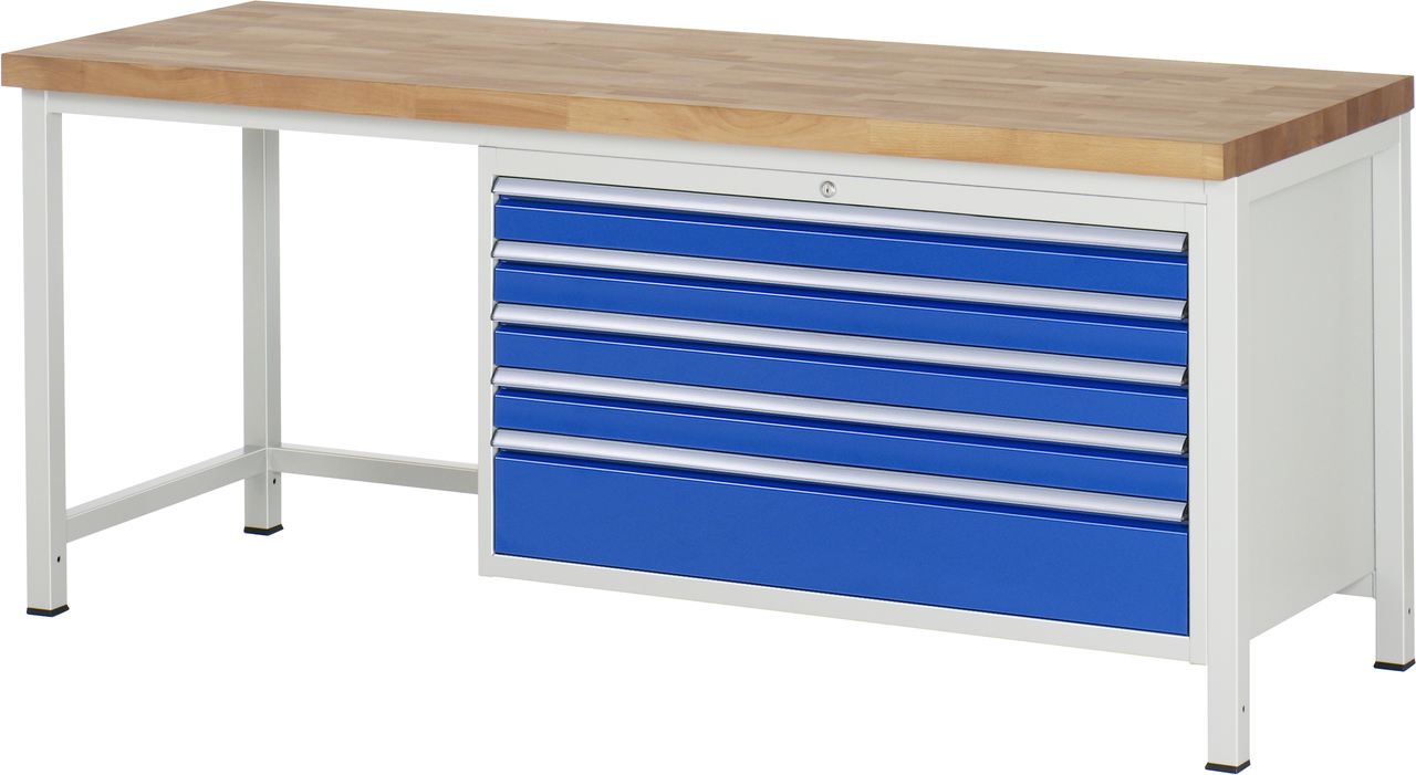 Werkbank Modell 8368, B 2000xT 700xH 840-1040mm, Buche-Massiv-Platte 40mm