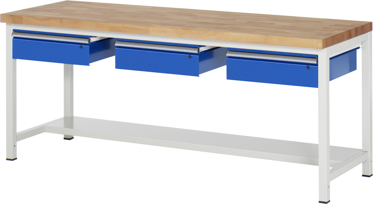 Werkbank Modell 8003, B 2000xT 900xH 840mm, Buche-Massiv-Platte 40mm